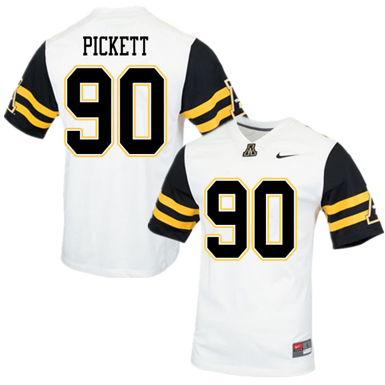 Men #90 Dorian Pickett Appalachian State Mountaineers College Football Jerseys Sale-White - Click Image to Close